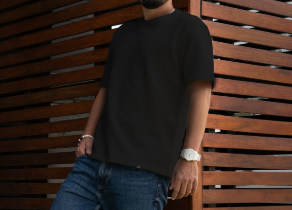 Camiseta con textura tipo waffle - Negra