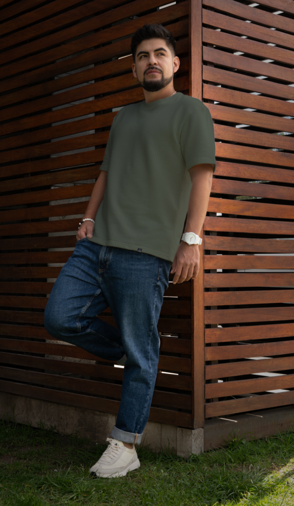 Camiseta con textura tipo waffle - Oliva