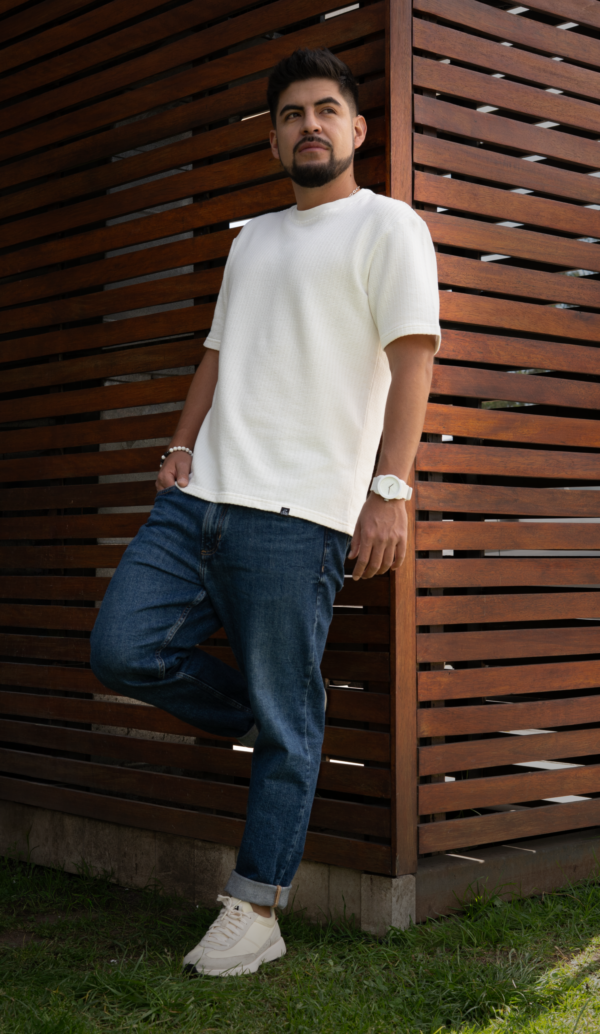 Camiseta con textura tipo waffle - Blanco
