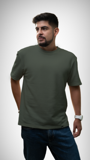 Camiseta con textura tipo waffle - Oliva