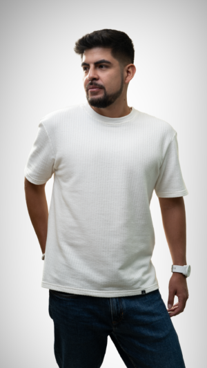 Camiseta con textura tipo waffle - Blanco