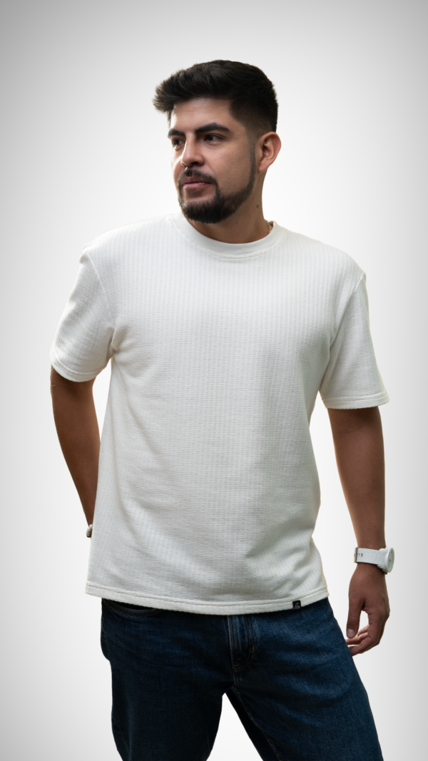 Camiseta con textura tipo waffle - Blanco
